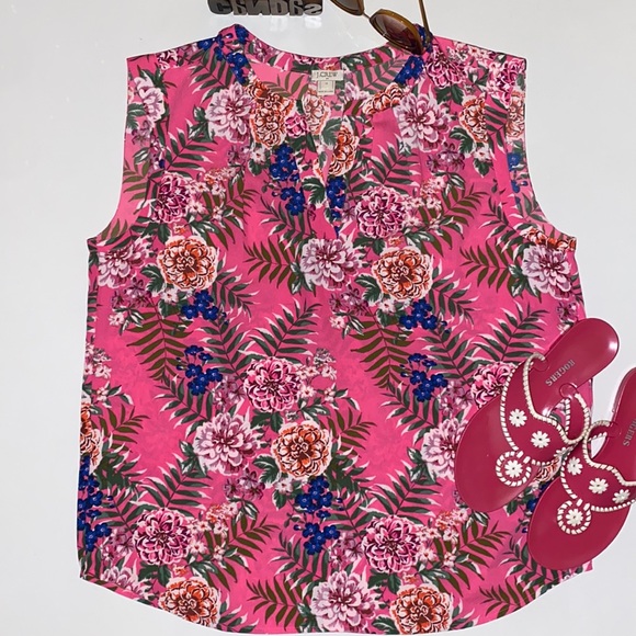 J. CREW Sleeveless Floral Top - Picture 1 of 8